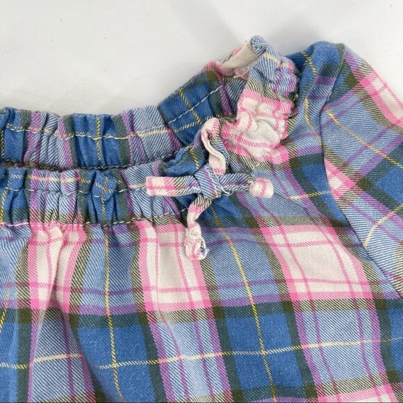 Carter’s Girl’s Pink/Blue Plaid Gold Metallic Plaid Long Sleeve Twill Blouse 5T - Picture 3 of 10